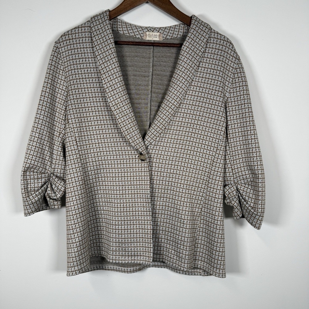 Altar'd State Women's Career Blazer Brown Light Blue Size Medium Casual